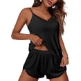 thumbnail image 2 of Ekouaer Womens Pajama Sets Soft Lingerie Sleepwear 2 Piece Cami Shorts Set V Neck Pj Lace Nightwear, 2 of 5