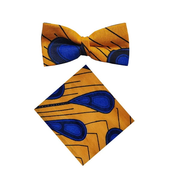 Peacock African Print Bow Tie and Pocket Square