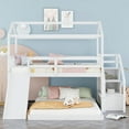 thumbnail image 2 of [US IN STOCK] Twin over Full House Bunk Bed with Convertible Slide and Storage Staircase,Full-Length Guardrail,White, 2 of 9