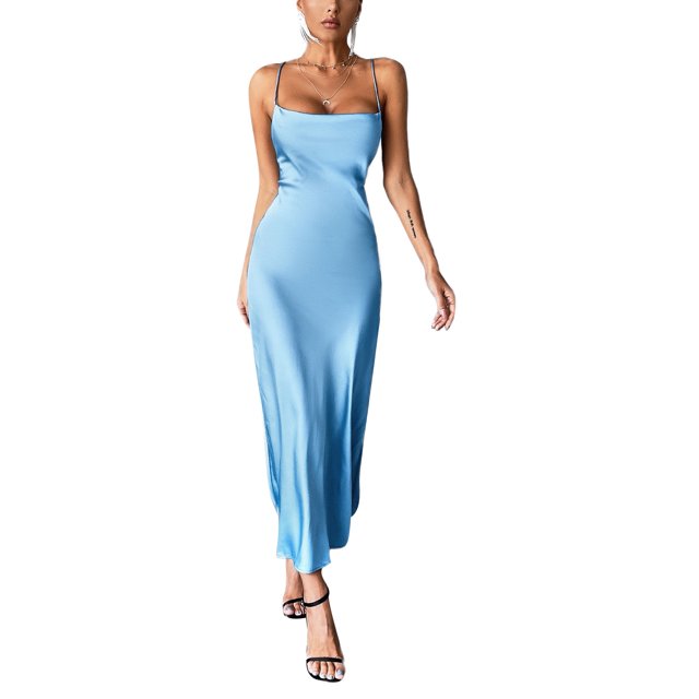 SAYOO Vestido de mujer casual, vestido de cintura sin mangas de color sólido SAYOO moda