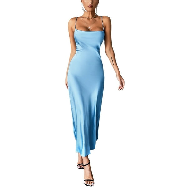 SAYOO Vestido de mujer casual, vestido de cintura sin mangas de color sólido SAYOO moda
