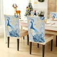 thumbnail image 3 of WOBOGO Watercolor Blue Peacock Dining Room Chair Covers 6 Pieces Super Fit Elastic Fiber Removable Washable Protective Cover, 3 of 6