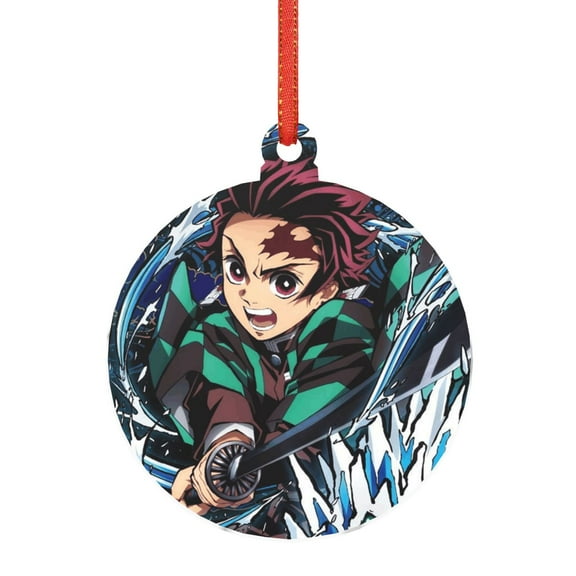 Demon Slayer Acrylic Ornament Decorative Christmas Hanging Pendant For Home Decor, Christmas Tree, Party Round Shape