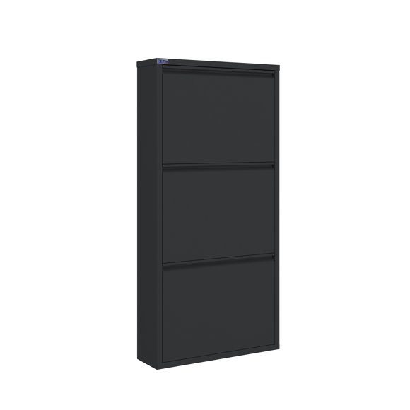 CEHA Armoire à Chaussures en Métal avec Housse, Série AYK, Organisateur de Rangement pour Chaussures Durable pour Entrée, Étagère à Chaussures Gain de Place pour Garde-Robe (Gris Foncé, 3 Niveaux)