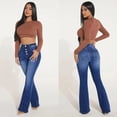 thumbnail image 3 of HLSOHJP Fall New High Waist Boot Cut Jeans For Women Fashion Stretch Slim Denim Flared Pants Casual trousers S-2XL Drop Shipping, 3 of 6