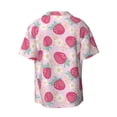 thumbnail image 2 of Xecao offers the Floral Strawberr for Men's Casual Short-sleeved Shirt, a button-up collared shirt with a pocket, perfect for beach vacations and yacht travel in the Medium size., 2 of 7