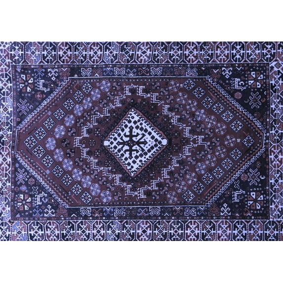 Ahgly Company Machine Washable Indoor Rectangle Persian Blue Traditional Area Rugs, 8' x 10'