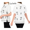 thumbnail image 2 of HAPPY BAY Women's Casual Hawaiian Short Sleeve Blouse Shirt Solid Button Down Dress Tops Tee Shirts Blouses for Women S plus-size Pearl, Palm Tree, 2 of 4