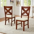 thumbnail image 3 of Set of 2 Rustic Farmhouse Dining Chairs, Solid Wood Frame with Upholstered Seat, Walnut – Chairs Only, 3 of 6