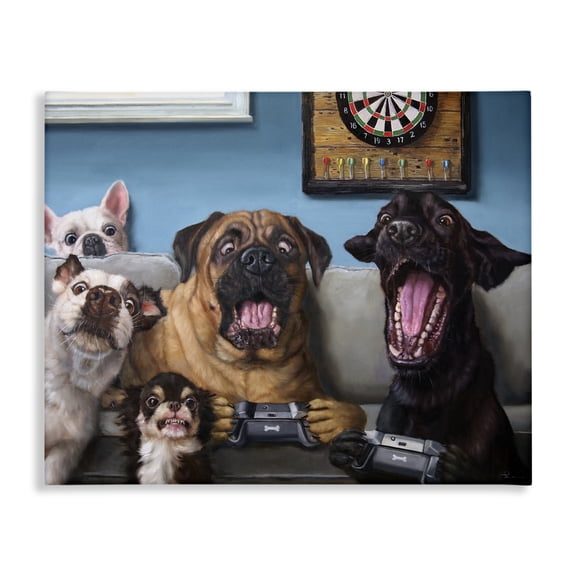 Stupell Industries Eclectic Funny Dogs Playing Video Games Canvas Art, 20 x 16, by Lucia Heffernan
