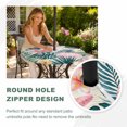 thumbnail image 4 of Round Outdoor Tablecloth with Umbrella Hole and Zipper, Coastal Botanical Tablecloth with Elastic Waterproof, Palm Leaves Beach Starfish Shell Summer Patio Table Covers for 55" - 60" Pool Tables, 4 of 9