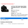 thumbnail image 2 of Left Driver Side Fender Splash Shield - Compatible with 2014 - 2022 INFINITI Q50 2015 2016 2017 2018 2019 2020 2021, 2 of 2