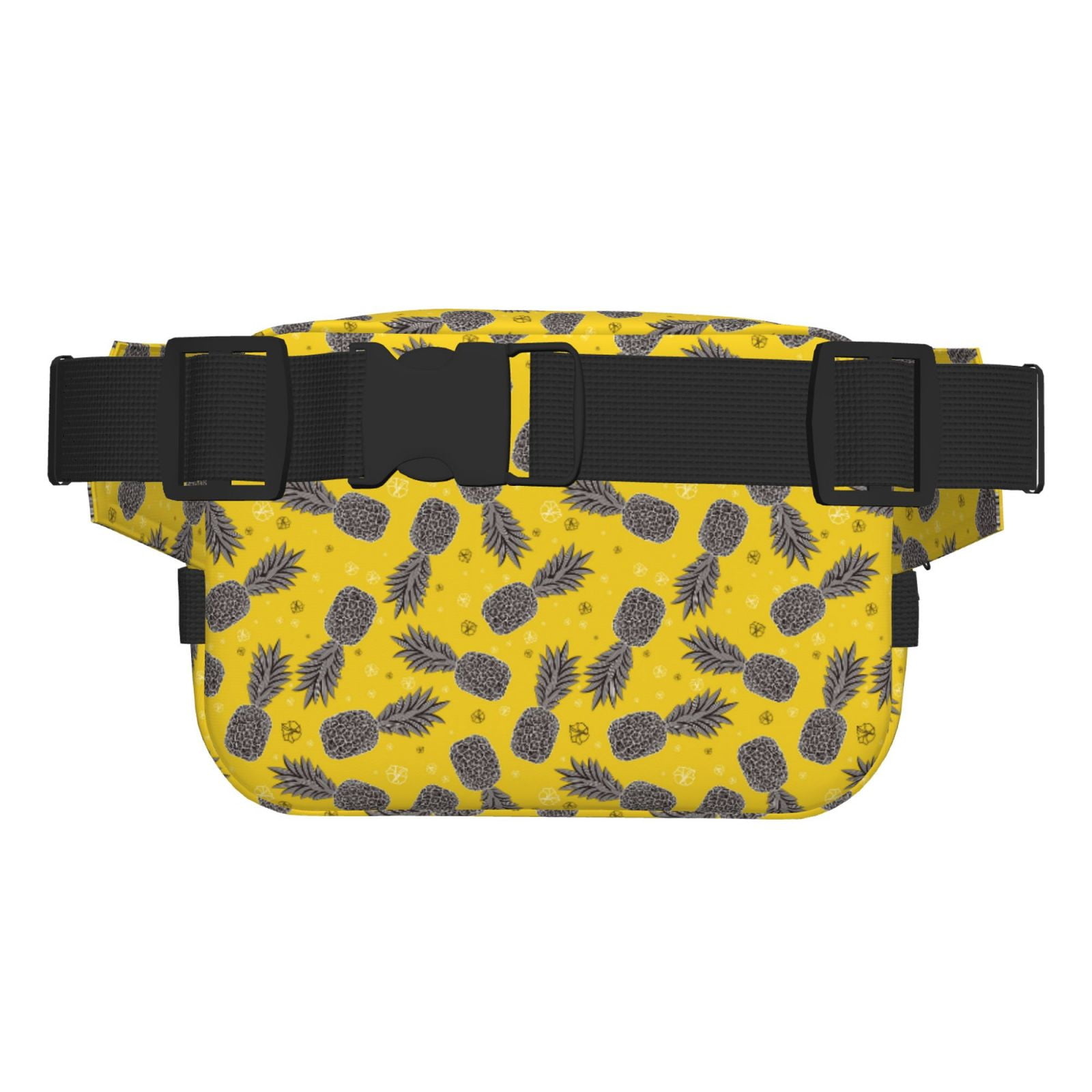 Picia Summer Pineapple Print Square Double-Layer Waist Bag Mini Adjustable Waist Belt Bag Exercise Running Travel Hiking