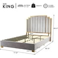 thumbnail image 7 of VanAcc King Size Bed Frame and Headboard, Upholstered Bed with Golden Plating Trim, Light Grey, 7 of 7