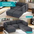 thumbnail image 6 of MUZZ U-Shaped Sectional Sofa, 118''Modular Sectional Sofa with Ottomans, 6-Seater Linen Fabric Couch Set for Living Room, Dark Grey, 6 of 9