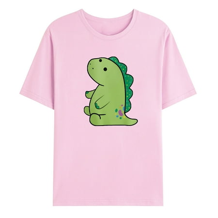 

LWZWM Plus Size T Shirt for Men Bra Cami Tank Bra Round Neck Pullover Dinosaur Print T-Shirt Short Sleeve Tops Boyfriend Shirt Bowling Shirt Basic Shirt Athletic Tops Pink L