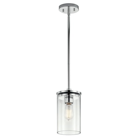 

Kichler Crosby Contemporary 1 Light Chrome Mini Pendant Light with Clear Glass