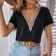 thumbnail image 4 of Tops de Mujer Elegantes Blusas Casuales Camisas de Encaje de Manga Corta Con Cuello en V Sólido Suelto Odeerbi  ODB165127, 4 of 7