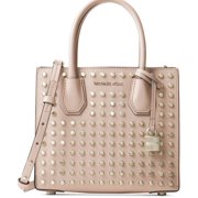 Michael Kors Studio Mercer Studded Medium Messenger Handbag Purse - Ballet Pink Blush
