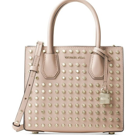 Michael Kors Studio Mercer Studded Medium Messenger Handbag Purse - Ballet Pink Blush