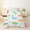 thumbnail image 2 of Homewish Cartoon Dino Twin Duvet Cover,Cute Floral Twin Bedding,White,Colorful Stars Reversible,2pcs,1 Duvet Cover and 1 Pillowcase, 2 of 6