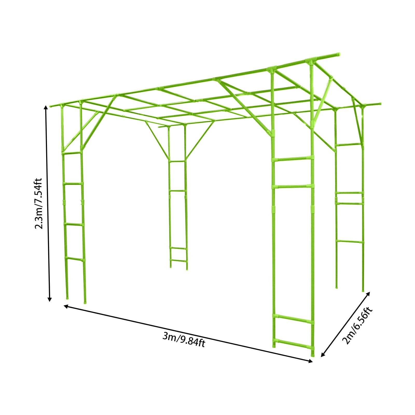 Outdoor Plant Trellis 9.8x6.6ft - Steel Climbing Stand for Tomatoes, Cucumbers, Vines, Green ABS Feet