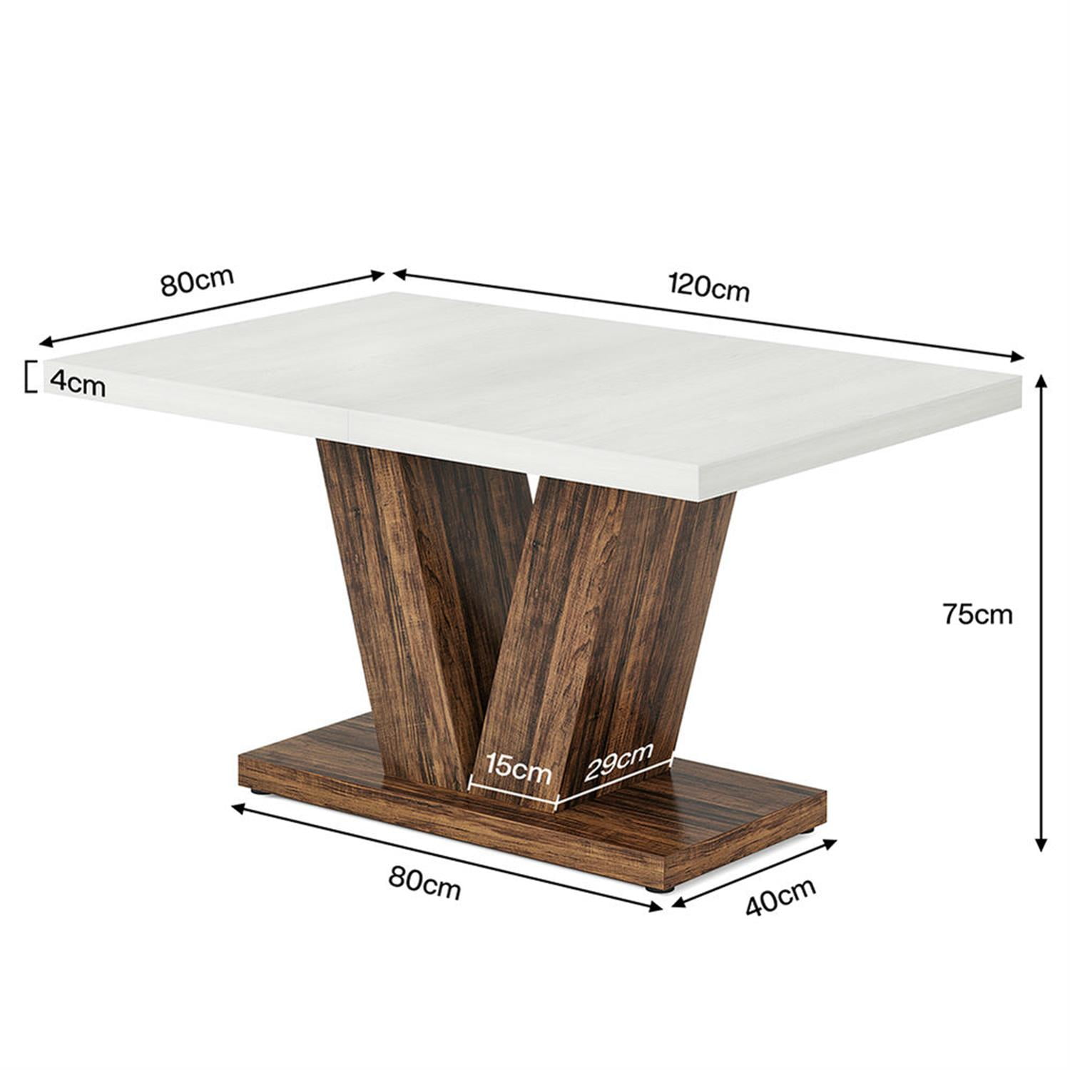 Demi Bonn 47" Modern Dining Table for 4 People, Wood Farmhouse Kitchen Table with Duty Pedestal for Dining Room, Home, White