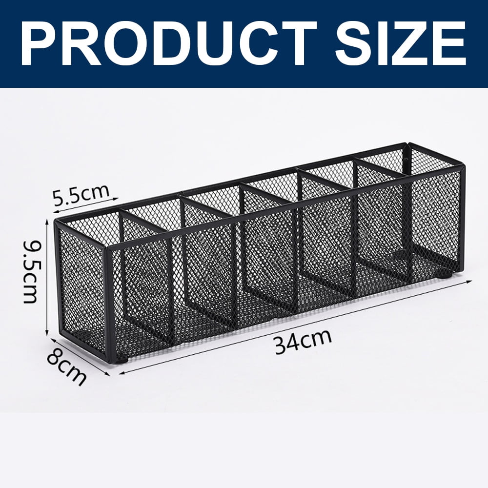 Pencil Holder, Black Mesh Pen Organizer Storage Basket, Cubicle Desk, Makeup Brush Holders, Offices, 34*9.5*8cm
