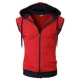 thumbnail image 2 of H2H Mens High Flexibility Active Fashion Sleeveless Hoodie Zip-up Vest RED US L/Asia XL (JNSK31), 2 of 6