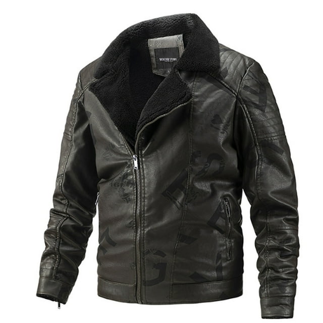 KBKYBUYZ Sales Men's Winter Lamb Velvet Leather Jacket Plus Velvet Warm Jacket Motorcycle Jacket Warm And Comfortable Jacket