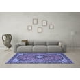 thumbnail image 3 of Ahgly Company Machine Washable Indoor Square Medallion Blue Traditional Area Rugs, 4' Square, 3 of 4