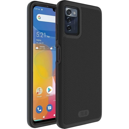 TUDIA Merge Consumer Cellular ZMAX 5G Phone Case Dual layer Slim Non-Slip Raised Edge - Matte Black