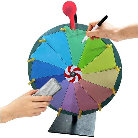 SURJDE Spin The Wheel with Stand 11.81 Inch 5 Colors 10 Slots Spinning Wheel Dry Erase Reusable Prize Wheel of Fortune Spinner Wheel for Carnival Tradeshow Party Supplies