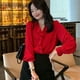 thumbnail image 4 of Camisas elegantes Rimocy con volantes blancos para mujer, blusas de manga larga con cuello en V, blusas coreanas dulces y holgadas con botones para mujer, primavera 2022, 4 of 5