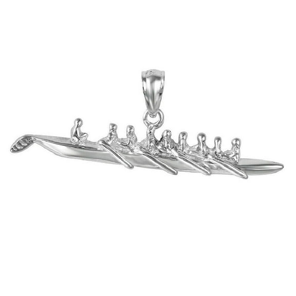 925 Sterling Silver Necklace w/ Rowing or Sculling Team 3D Pendant