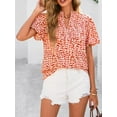 thumbnail image 5 of PRETTYGARDEN Boho Short Sleeve Floral Work Blouses for Women Dressy Casual V Neck Puff Sleeve Loose Chiffon Flowy Tops Shirts, 5 of 7