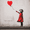 Banksy Girl With Red Balloon, variant on Qisvanset Sailboat Sunset Canvas Wall Art 15.75x11.81 INCHES