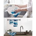 thumbnail image 5 of Blue Ombre Kitchen Dish Towels for Drying Dishes Set of 2, Modern Geometric Abstract Art Moire Waffle Weave Microfiber Hand Tea Bathroom Towels Quick Dry & Absorbent Towel 15.7x23.6, 5 of 7