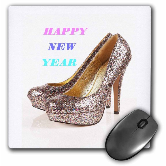 3dRose, Pair Of Glitter High Heels n Happy New Year, MousePad