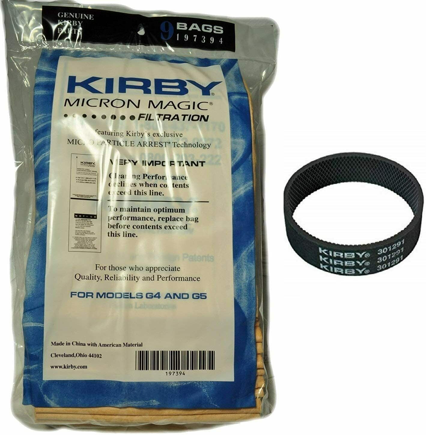 KIRBY VACUUM CLEANER BAGS (9 count) G3 G4 G5 G6 ULTIMATE G G7 G7D