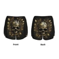 thumbnail image 3 of Pofeuu Vintage Gold Leaf Skull Print Women's Athletic Shorts Running Workout Shorts Tummy Control Quick Dry Gym Shorts with Pockets Double layer sports shorts-Large, 3 of 7