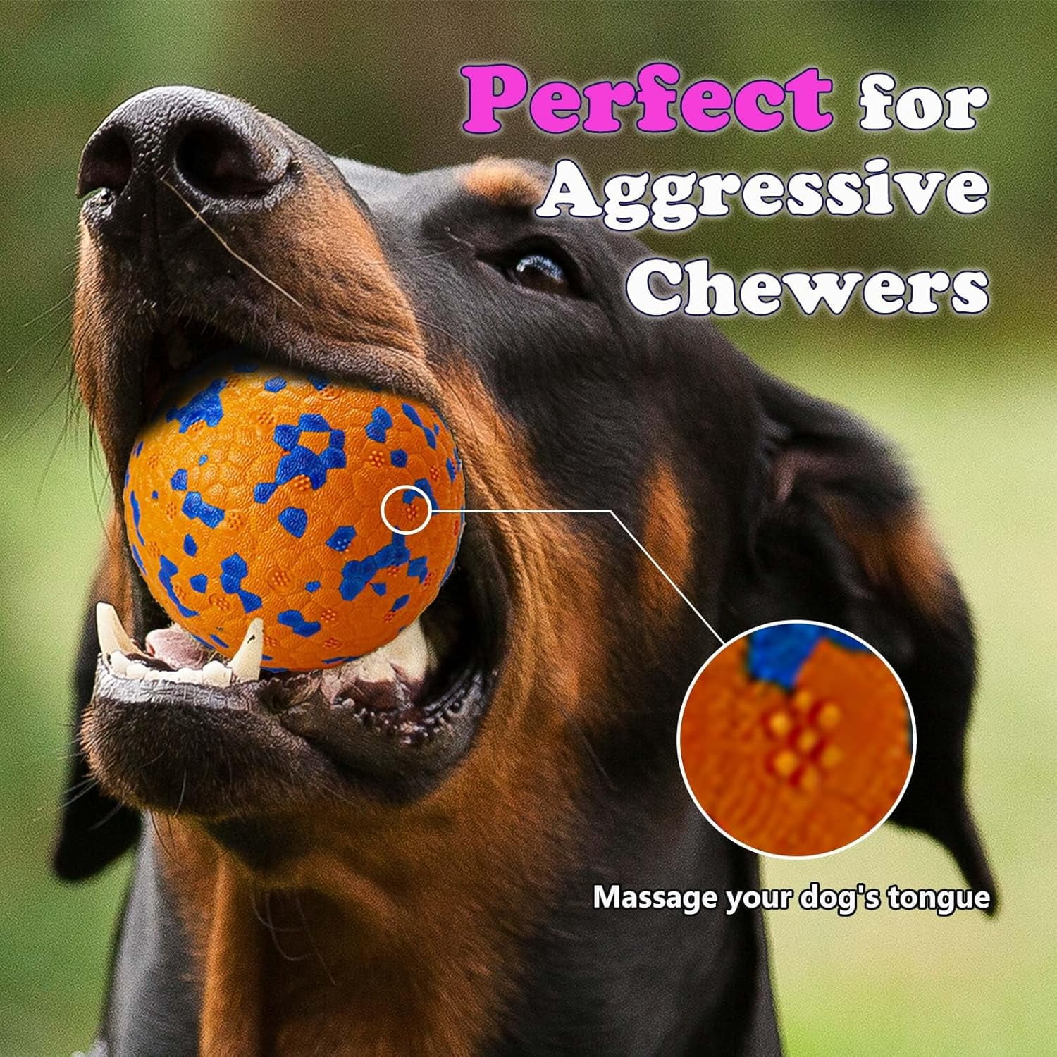 Dog Ball Toys Dog Tennis Ball for Aggressive Chewers Indestructible Bouncy Lightweight Water Toy Fetch Ball for Large Medium and Small Dog White & Orange (2-Pack),Medium (3" diameter)