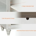 thumbnail image 4 of WAMPAT Buffet Server Table, Accent Sideboard with Glass Door & Storage, Console Table for Kitchen, Dining Room, Living Room, Rustic White, 33.9", 4 of 8