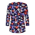 thumbnail image 4 of BangWanChi Womens Blouses for Work Plus Size Women's Fashion Casual Printed T-shirt 3/4 Sleeves Buttons Blouse V-Neck Casual Tops, 4 of 5