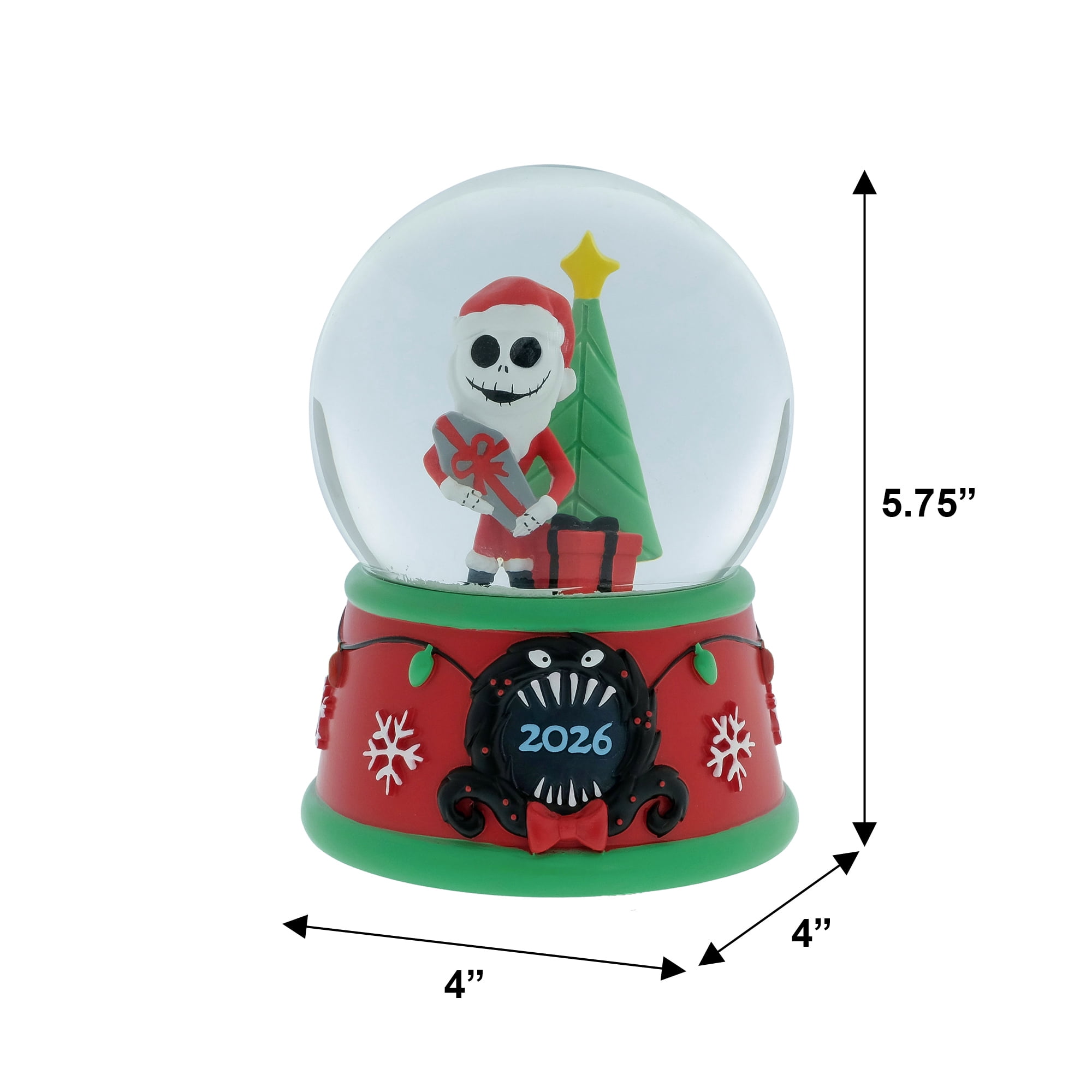 The Nightmare Before Christmas 100 Millimeter Snow Globe with Jack Skellington Santa
