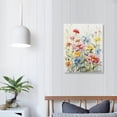 thumbnail image 3 of JRXY Framed Watercolor Daisy Flower Canvas Wall Art Colorful Plant Decor Girls Pink Wildflower Pictures Green Leaves Rustic Art Purple Printing Farmhouse decor Living Room Bedroom Bathroom 16x20 in, 3 of 4