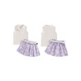 thumbnail image 2 of 2Pcs Baby Toddler Girl Summer Outfits 12 18 24 Months 2T 3T 4T 5T Sleeveless Collared Tank Tops + Pleated Skirt Set Clothes, 2 of 9