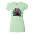 thumbnail image 2 of Wild Bobby, Colorful Neon Seal Animal Lover Womens Slim Fit Junior Tee, Mint, X-Large, 2 of 3