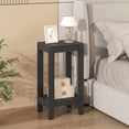 thumbnail image 2 of Giantex Tall Nightstand, 2-Tier End Table w/Wooden Legs, Sofa Bedside Table for Small Spaces, Black, 2 of 5