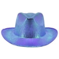 thumbnail image 3 of CUIYUAN Cowboy Hat Unisex Wide Brim Shiny Western Hat Cowgirl Hat Western Cowboy Hats for Men with Shapeable Brim Cowboy Hat for Women Festival Stage Performance Party, 3 of 3